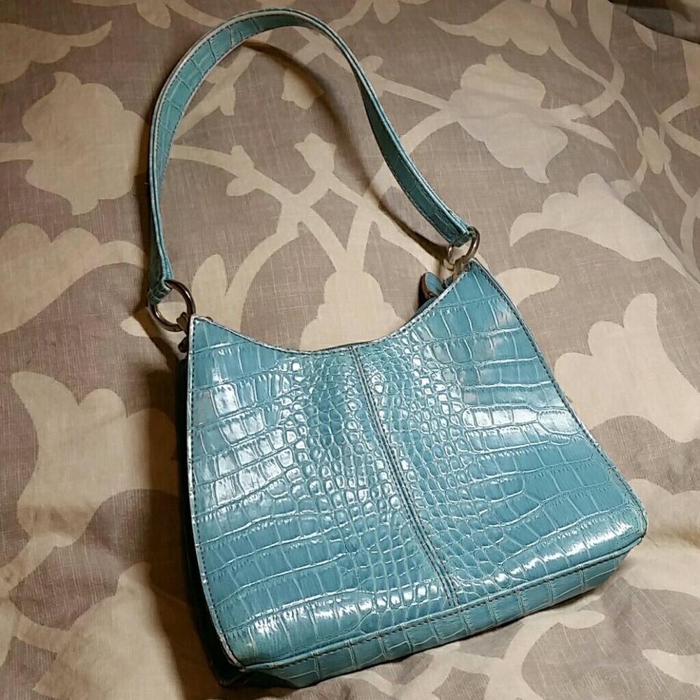 Blue snakeskin purse